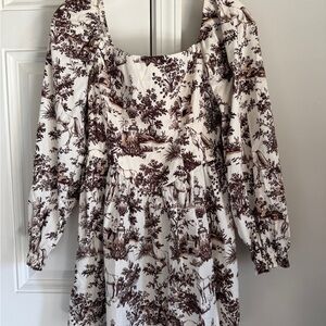 Francesca's Collections Floral Brown and Cream Dress